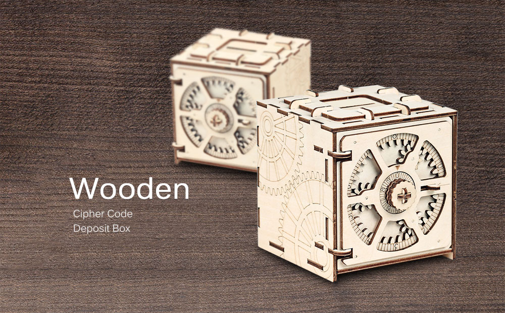 Cipher Code Deposit Box Mechanical Wooden Model 3D Puzzle Educational Toys