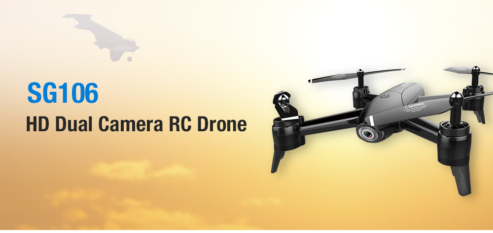 SG106 22mins Flight RC Drone RTF Optical Flow / Altitude Hold UAV - Black 1080P Three Batteries