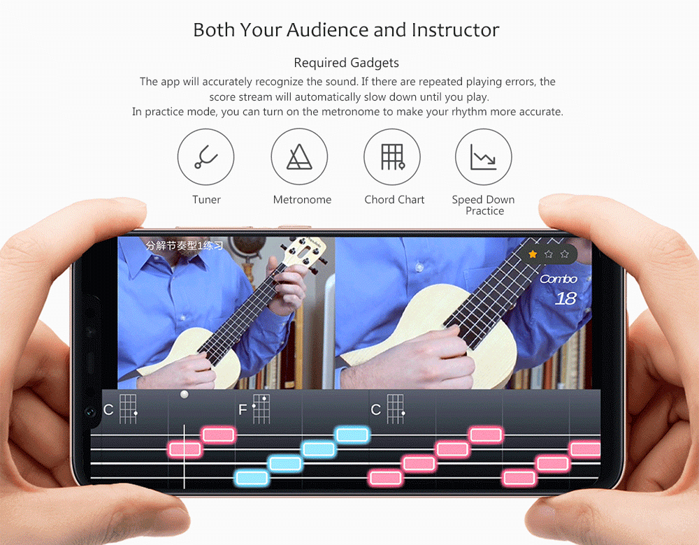 Populele 2 23 inch 4 Strings USB APP Control Smart Ukulele with Popubag from Xiaomi youpin